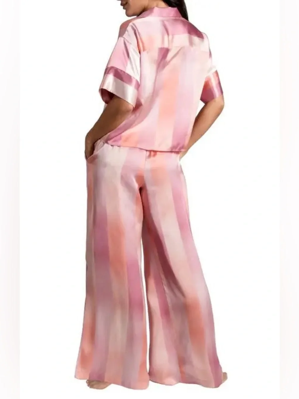 Midnight Bakery Women's 2-Pc. Joplin Satin Pajamas Set Ombré Lane stripe SzS